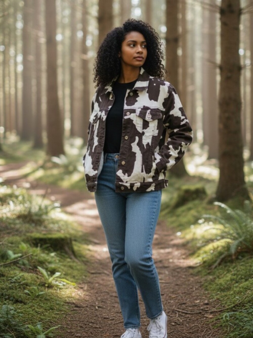 Cow Print Denim Jacket 🎉 NWT